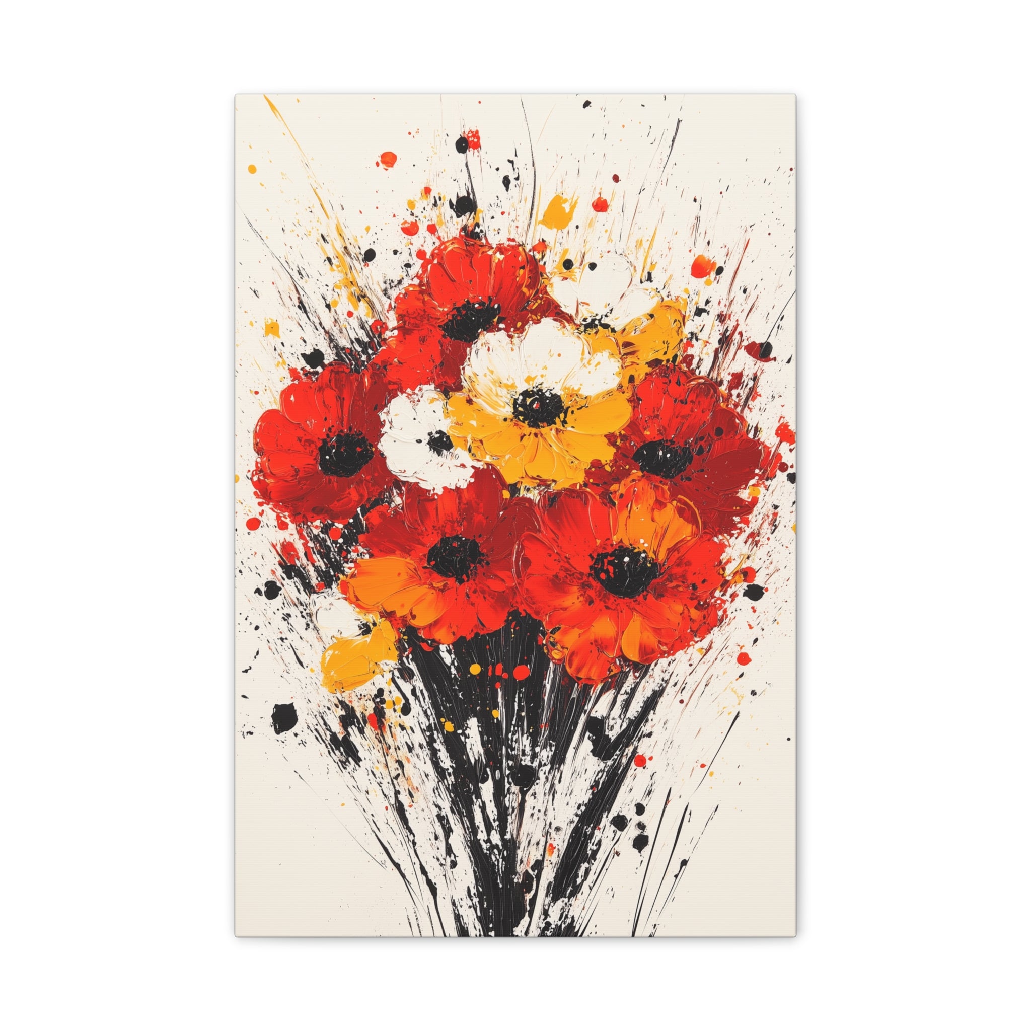 Red & Yellow Poppy Bouquet Canvas Art — Stretched Floral Wall Decor