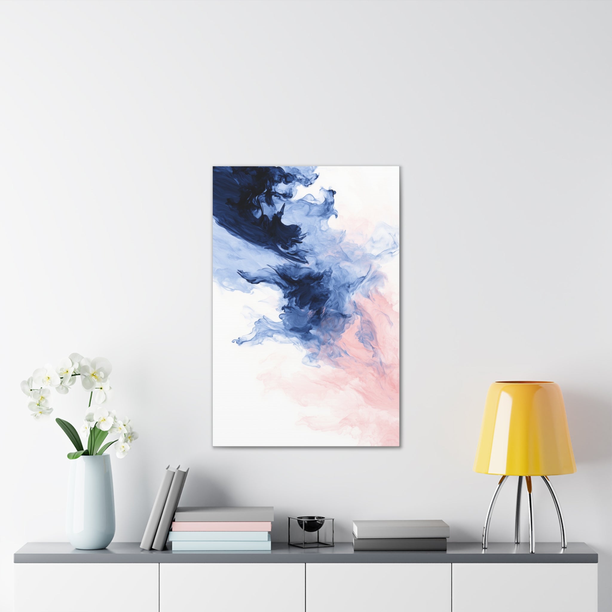 Abstract Blue & Pink Ink Canvas Print – Stretched Wall Art
