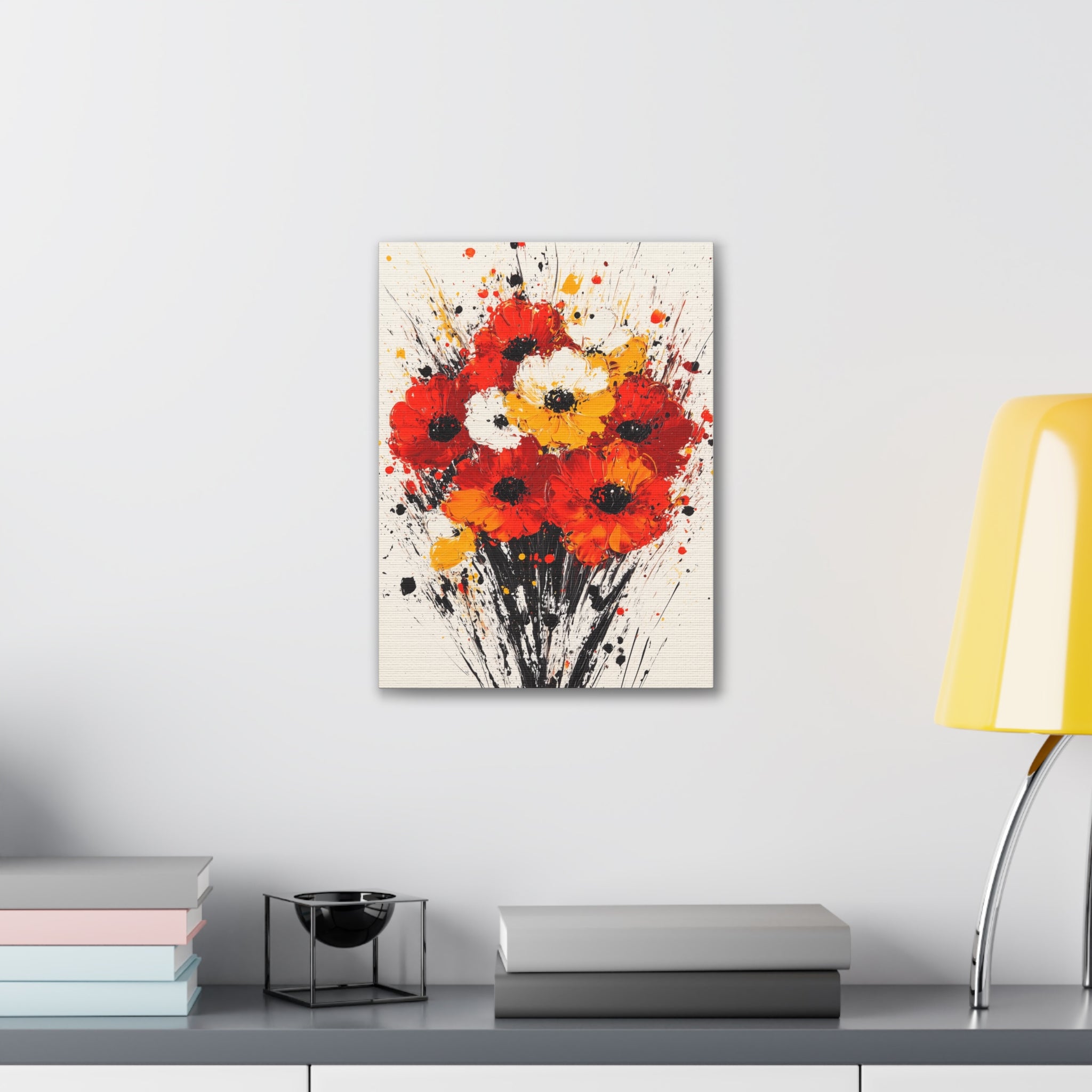 Red & Yellow Poppy Bouquet Canvas Art — Stretched Floral Wall Decor