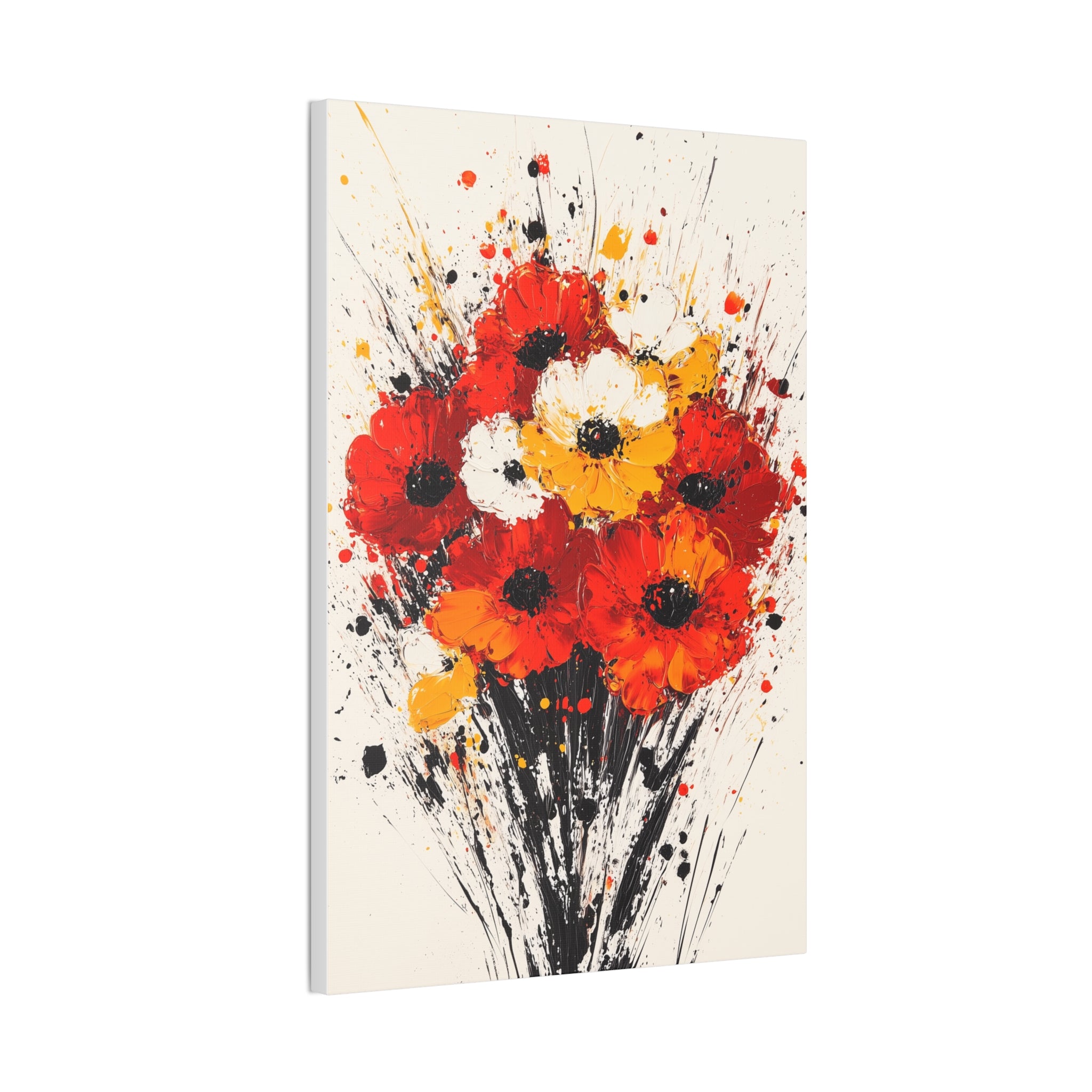 Red & Yellow Poppy Bouquet Canvas Art — Stretched Floral Wall Decor