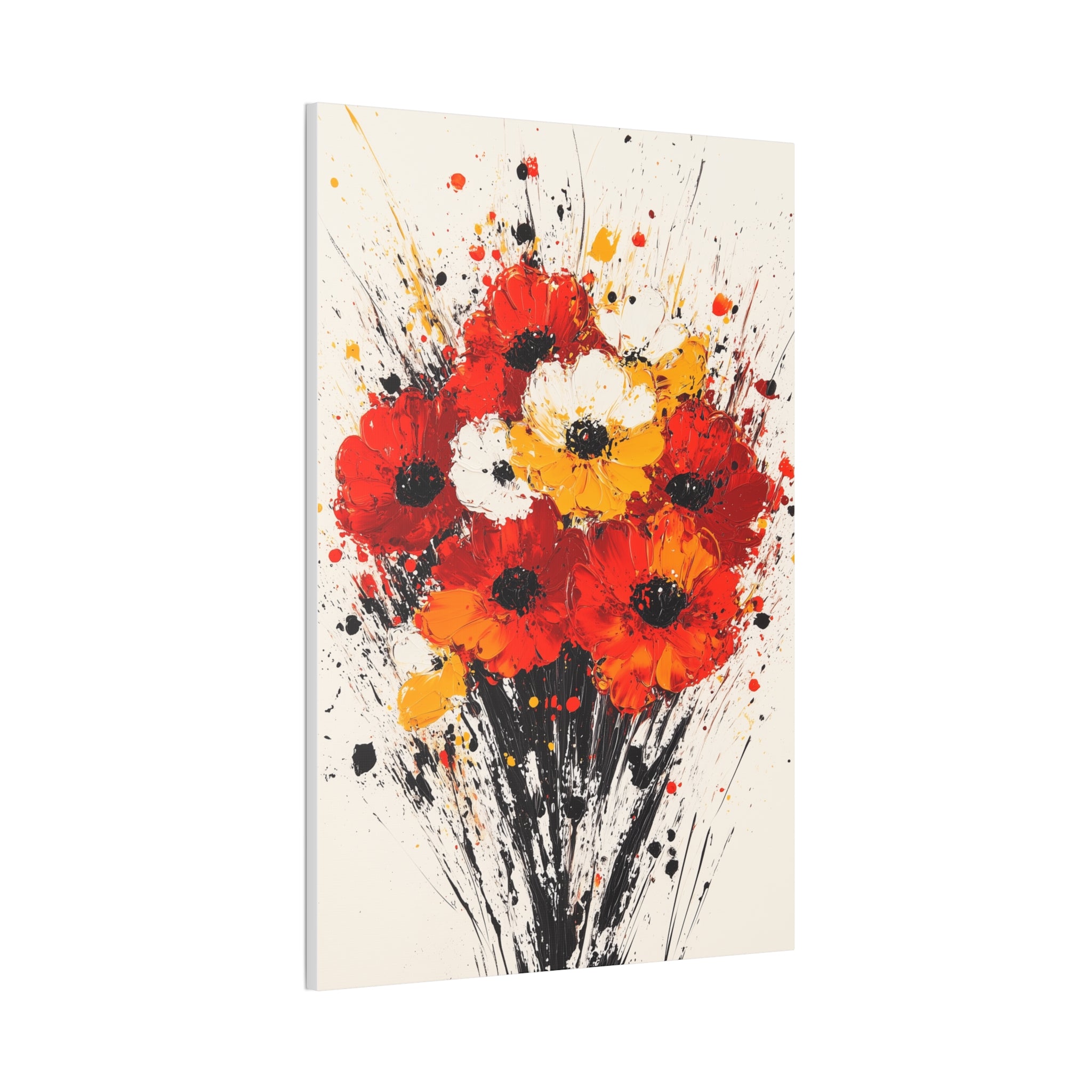 Red & Yellow Poppy Bouquet Canvas Art — Stretched Floral Wall Decor