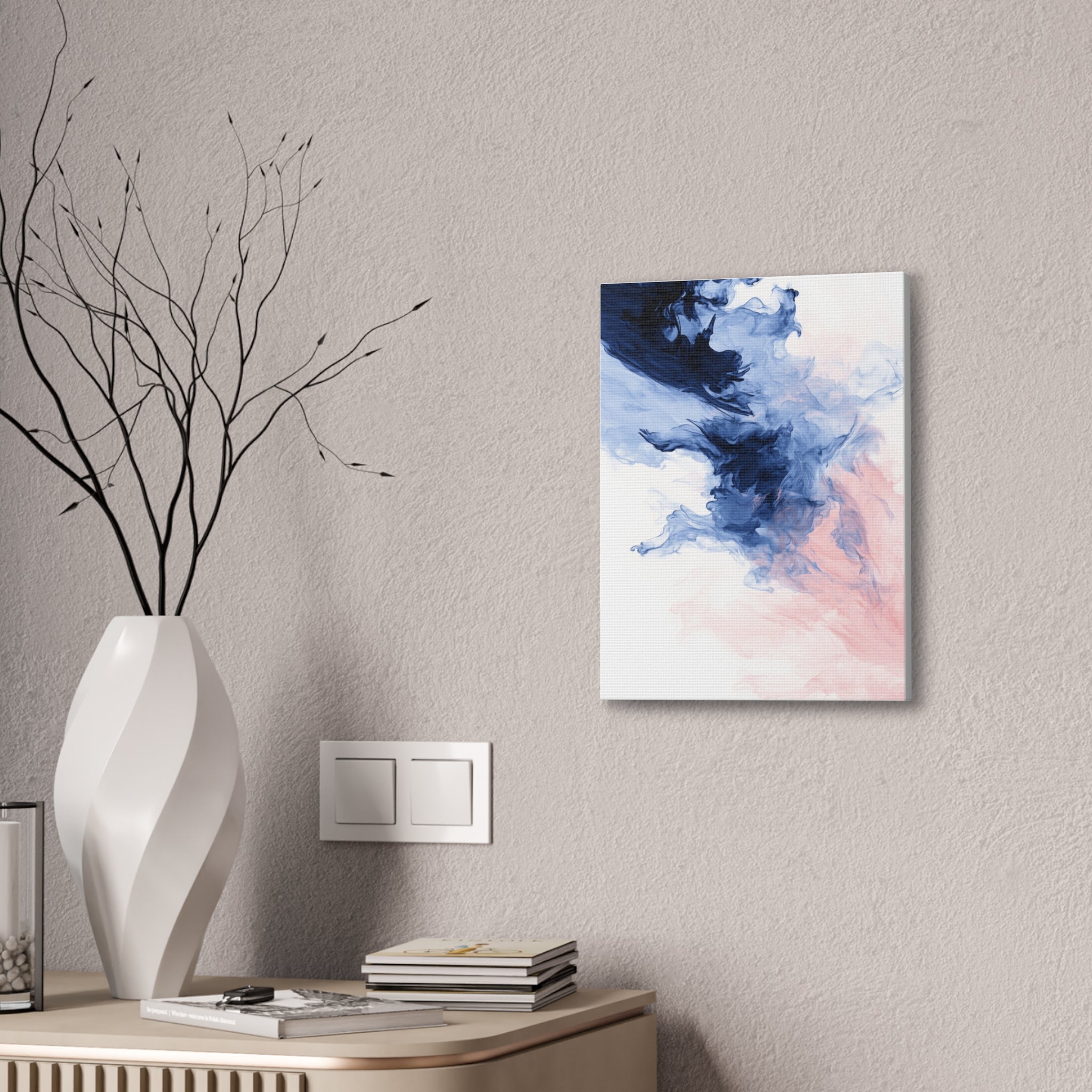 Abstract Blue & Pink Ink Canvas Print – Stretched Wall Art