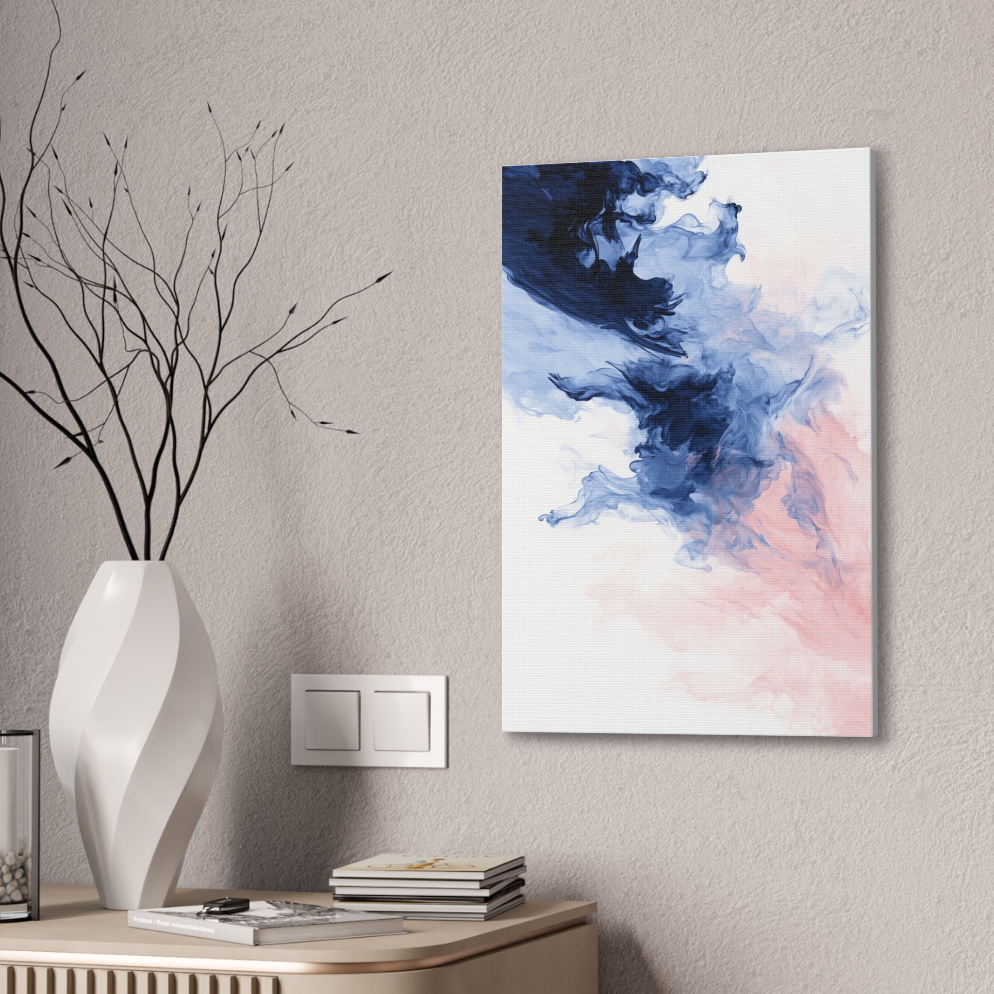 Abstract Blue & Pink Ink Canvas Print – Stretched Wall Art
