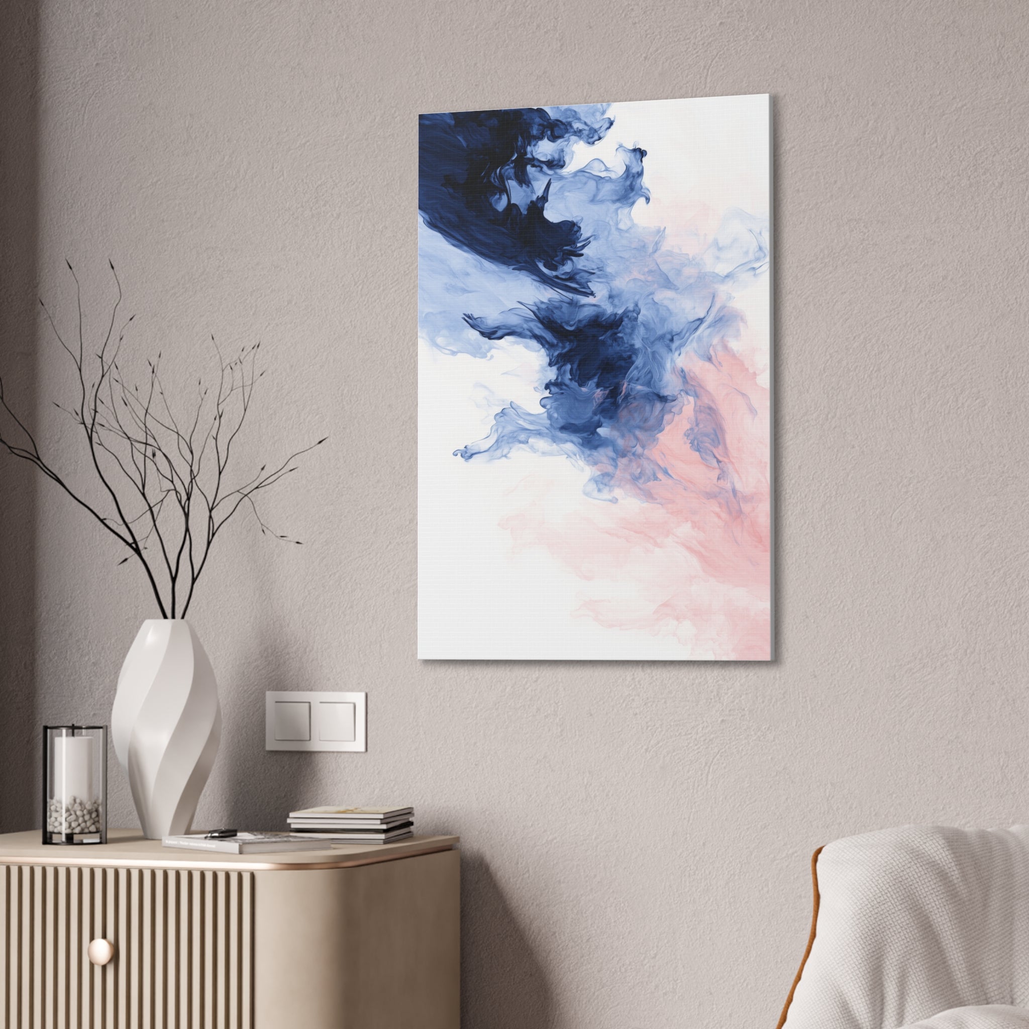 Abstract Blue & Pink Ink Canvas Print – Stretched Wall Art
