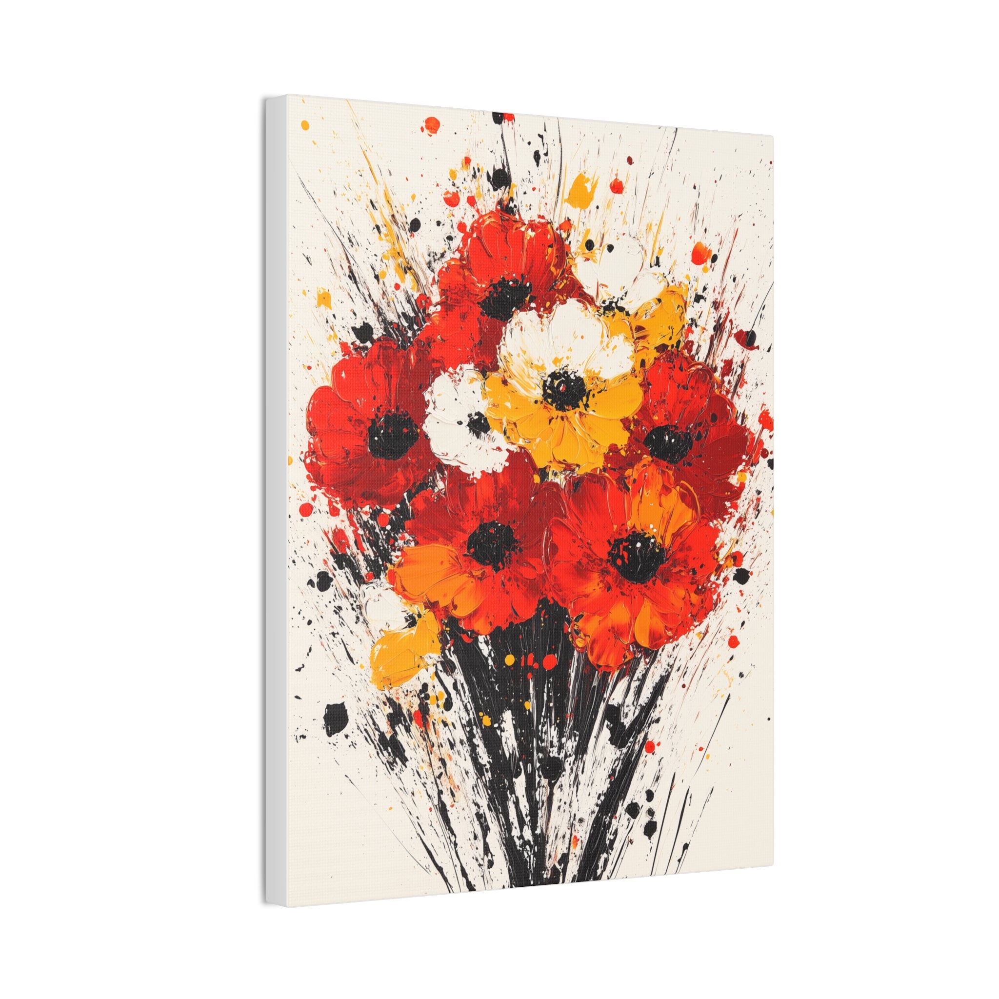Red & Yellow Poppy Bouquet Canvas Art — Stretched Floral Wall Decor